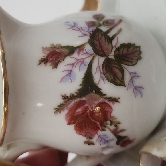 Vintage Moss Rose Small Oil Lamp & Ashtray 8" - Picture 8 of 13